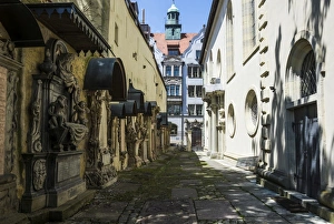 Regensburg Prints: Trinity Churchs cemetery grave markers, Church of the Holy Trinity, Regensburg