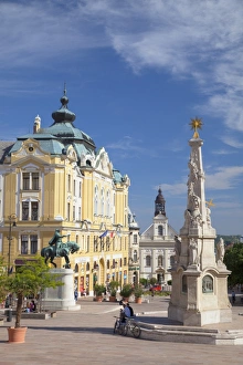 Szechenyi Square Prints: Trinity Column and Town Hall in Szechenyi Square