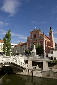 Images Dated 12th January 2000: Triple Bridge and Franciscan Church of the Annunciation