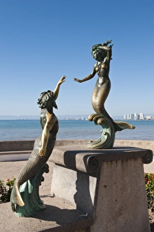 Mermaid Prints: Triton and Nereida sculpture on the Malecon