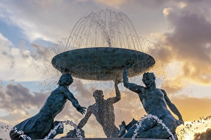 Sculptural Prints: Triton's Fountain at Sunset, Floriana, Valletta, Malta