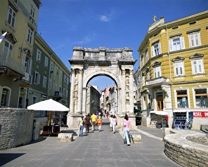 Pula Prints: The Triumphal Arch of Segius dating from 27BC, Pula, Istria, Croatia, Europe