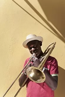 Images Dated 14th February 2009: Trombone player, Havana, Cuba, West Indies, Central America