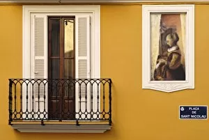 Images Dated 16th November 2007: Trompe l oeil paintings on facades, St. Nicolas Square, Valencia, Spain, Europe