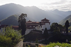 Trongsa Dzong Prints: Trongsa Dzong (Chokhor Raptentse), dating from 1648, above Mangde Chu river gorge