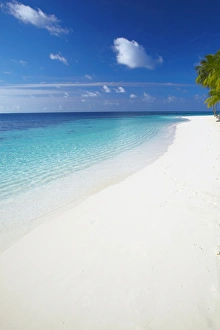 Tropical Island Prints: Tropical island and lagoon, Ari Atoll, Maldives, Indian Ocean, Asia