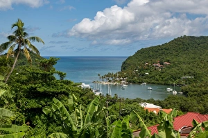 Windward Islands Prints: The tropical and very sheltered Marigot Bay