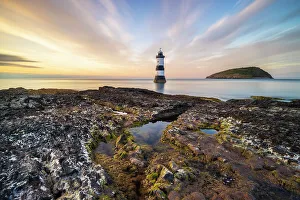 Lighthouses Prints: Trwyn Du Lighthouse at sunset in summer