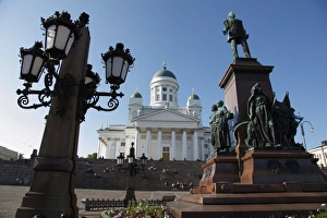 Images Dated 11th June 2009: Tsar Alexander II Memorial and Lutheran Cathedral, Senate Square, Helsinki