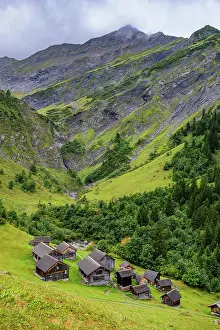 Land Prints: Tschinglengorge features green valleys and wood structures in Sardona National Park