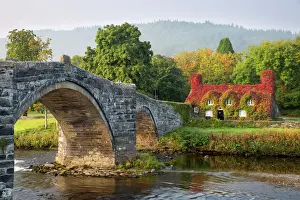 Fall Prints: Tu Hwnt i r Bont tearoom and Pont Fawr (Big Bridge) in autumn