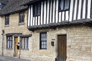 Timbered Prints: Tudor style house in Northleach Market Town, Gloucestershire, Cotswolds