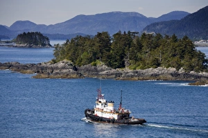 Tugboat in Sitka Sound, Baranof Island, Southeast Alaska, United States of America