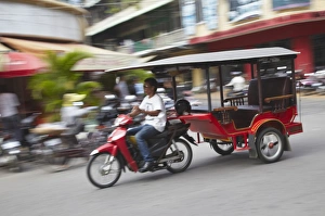 Cabs Prints: Tuk-tuk driver, Phnom Penh, Cambodia, Indochina, Southeast Asia, Asia