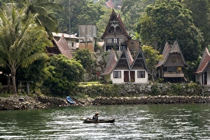 Wooden Boat Prints: Tuk Tuk, Samosir Island, Lake Toba, Sumatra, Indonesia, Southeast Asia, Asia