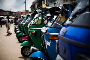 Blue Colour Prints: Tuk tuks, Sri Lanka, Asia