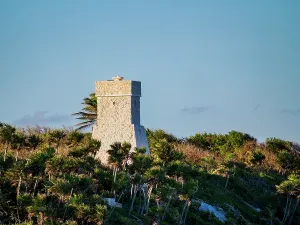 Quintana Prints: Tulum Lighthouse at sunset, Tulum, Quintana Roo State, Mexico