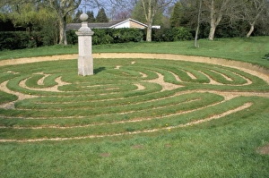 Turf Prints: Turf maze dating from 1660AD, Hilton, Cambridgeshire, England, United Kingdom, Europe