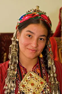 Portraits Prints: Turkmen girl in traditional clothes, Turkmenistan, Central Asia, Asia
