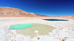 Ponds Prints: Turquoise and blue salt ponds, Ojos del Mar, Tolar Grande, Argentina