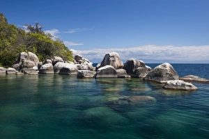 Malawi Prints: Turquoise clear water and granite rocks, Mumbo Island, Cape Maclear, Lake Malawi