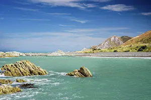 Headlands Prints: Turquoise Coastal Waters Framed by Rocky Headlands and Hills at Ward Beach