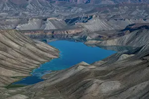 Bright Prints: Turquoise lake surrounded by dry hills in Band-e-Amir National Park Afghanistan