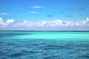 Breeze Prints: Turquoise sea and blue sky, The Maldives, Indian Ocean
