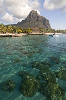Images Dated 9th September 2008: Turquoise water and the Beachcomber Le Paradis five star hotel, with Mont Brabant in the background