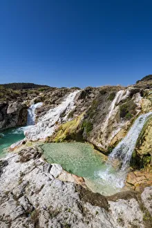 Turquoise waterfall, Wadi Darbat, Salalah, Oman, Middle East