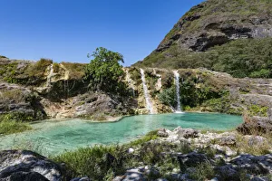 Waterfalls Prints: Turquoise waterfalls, Wadi Darbat, Salalah, Oman, Middle East
