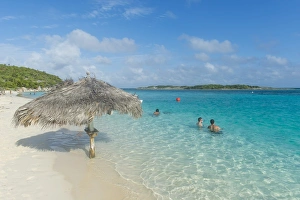 Bahamas Prints: Turquoise waters and a white sand beach, Exumas, Bahamas, West Indies, Caribbean