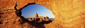 Turret Arch through North Window at sunrise