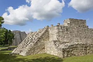 Yucatan State Prints: Turtle Temple in the foreground