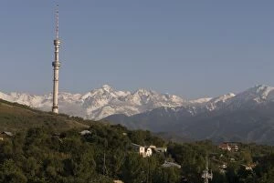 Images Dated 7th September 2009: The TV tower in front of the Alatau mountain range, Alma Ata, Kazakhstan