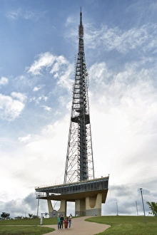 Brasilia Prints: The TV tower, the fourth tallest structure in Brazil, towers above the monumental axis