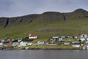 Tvoroyri, main village on Suduroy island, across Trongisvagsfjordur, Suduroy