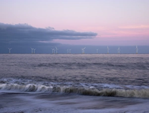 Wind Power Prints: Twilight hues in the sky, view towards Scroby Sands Windfarm