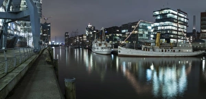 Hamburg Prints: Twilight at Magellan-Terrace in Hafencity, Hamburg, Germany, Europe