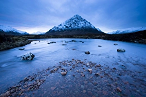Late Prints: Twilight view of Buachaille Etive Mor and the River Etive, Rannoch Moor