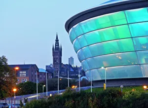 Glass Prints: Twilight view of the Hydro, Glasgow, Scotland, United Kingdom, Europe