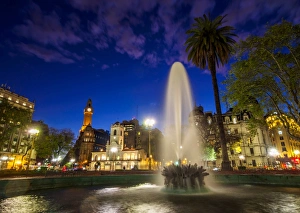 Argentinean Prints: Twilight view of the Plaza de Mayo, Monserrat, City of Buenos Aires, Buenos Aires Province