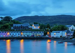 Calmness Prints: Twilight view of Portree, Isle of Skye, Inner Hebrides, Scotland, United Kingdom, Europe