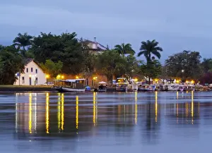Paraty Prints: Twilight view over the River Pereque Acu towards the Nossa Senhora dos Remedios Church