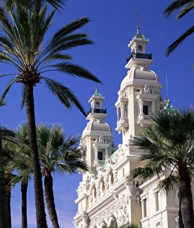 Terrace Prints: Twin towers of the Casino from the south terrace, with palm trees in foreground
