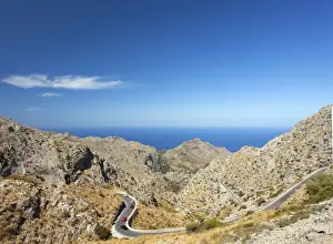 Curve Prints: Twisting hairpin mountain road to Sa Calobra in northern Majorca, Balearic Islands