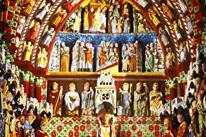 Images Dated 5th September 2009: Tympanum, Amiens cathedral illumination, UNESCO World Heritage Site, Amiens, Somme