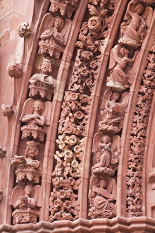 Floral Pattern Prints: The tympanum on Basel Munster (Minster) cathedral, Basel, Switzerland, Europe