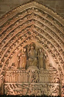 Dayime Prints: Tympanum of the Last Judgement. Notre-Dame de Paris cathedral, Paris, France, Europe