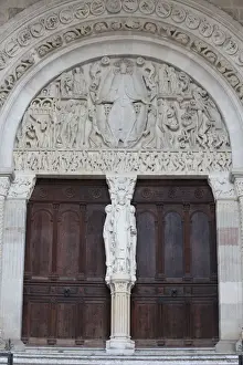 Bourgogne Prints: Tympanum of the Last Judgment by Gislebertus on the West Portal of Saint-Lazare Cathedral